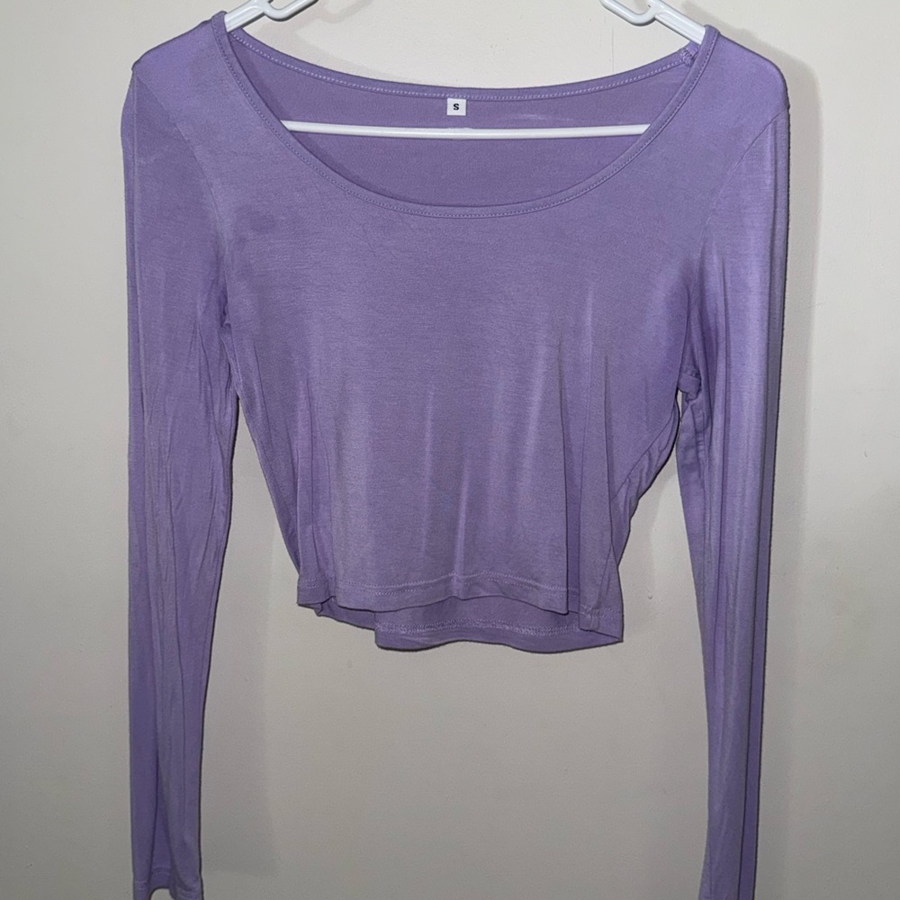 Lavender Cropped Long Sleeve Women's Top